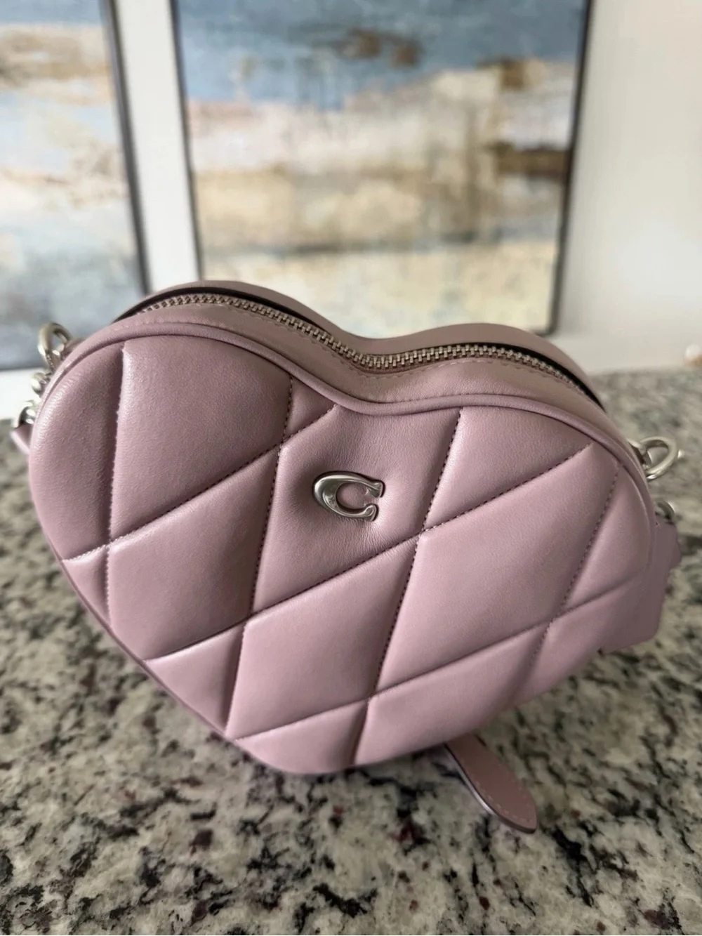 Coach Quilted Heart Crossbody Bag Soft Purple